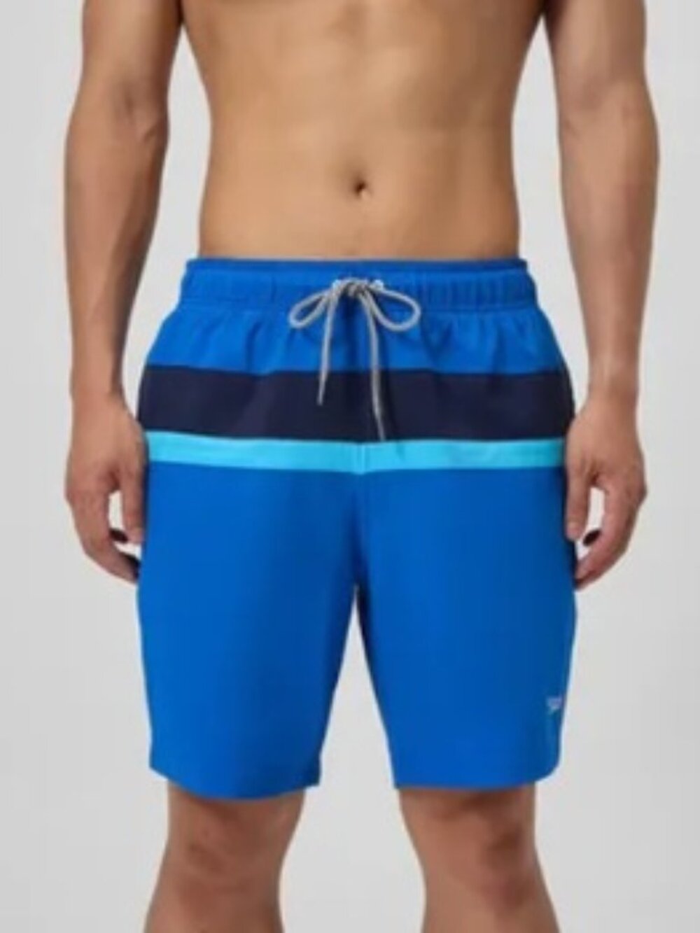 NEW Speedo Men's Blue Stripe Swim Trunks Medium 18" Outseam Size Medium